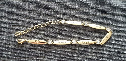 Customer photo review of Engraved Mother Bracelet with Cubic Zirconia