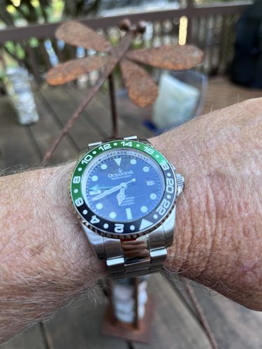 Customer photo review of Oceaneva™ Men's GMT Automatic Deep Marine Explorer 1250M Pro Diver Black Green Bezel Watch