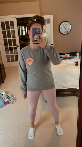 Customer photo review of Sweet Tart "Farmers" Heart Gray Sweatshirt | Sizes S - 3XL