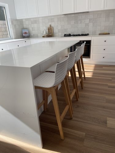 Customer photo review of Byron Solid Oak Bar Stool in White Acrylic