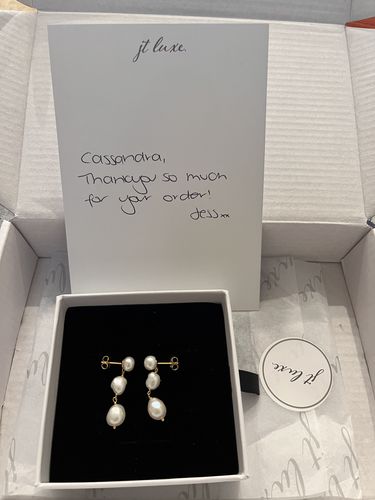Customer photo review of Huntleigh Pearl Earrings
