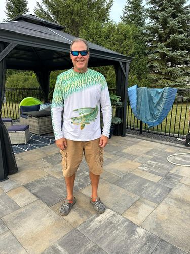 Customer photo review of Maxcorners Musky Tournament Fishing Customize Name 3D Shirts
