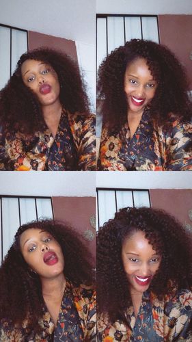 Customer photo review of No Sew In, No Glue Afro Curl Wig U Part Wig/ V Part Wig