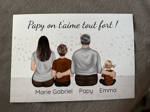 Customer photo review of Affiche Personnalisée - Papy et petits-enfants