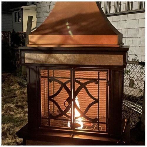 Customer photo review of Sunjoy Outdoor 57 in. Steel Wood Burning Fireplace with Fire Poker and Rain Cover