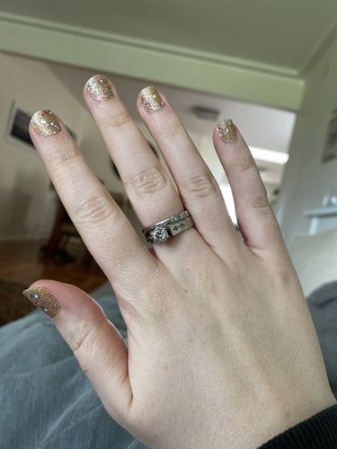 Customer photo review of Jewels | Gold Chunky Glitter Nail Polish Wraps