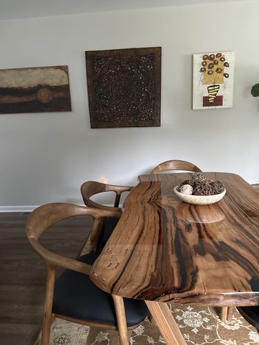 Customer photo review of Chestnut Dining Table with Custom Handmade Epoxy Details