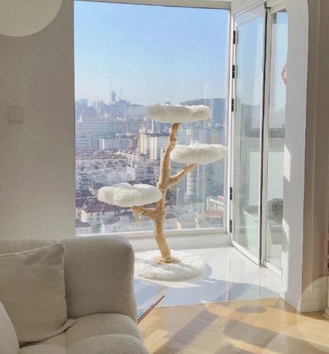 Customer photo review of Michu Fluffy Blossom Real Wood Cat Tree - Premium Quality & Stylish Cat Furniture - Extra Large