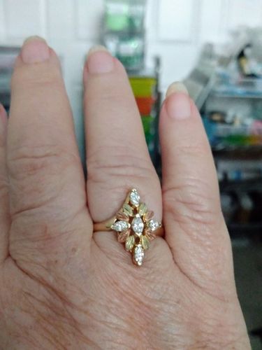 Customer photo review of Black Hills Gold Marquise Diamond Engagement Ring
