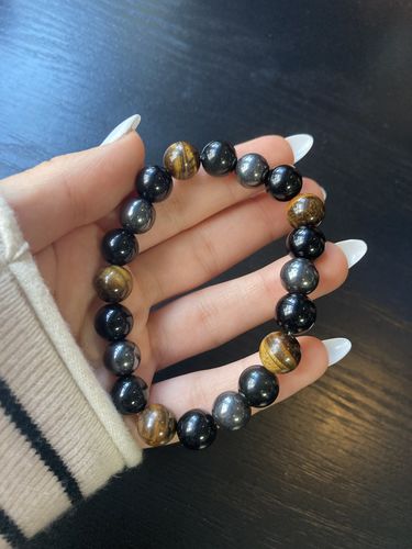 Customer photo review of DREIFACHER SCHÜTZER Tigerauge - Hämatit - Schwarzer Obsidian