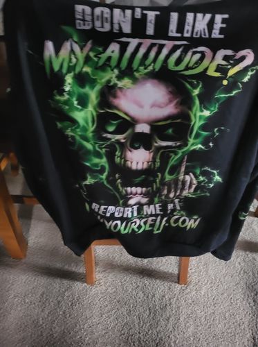 Customer photo review of DON'T LIKE MY ATTITUDE MAD SKULL ALL OVER PRINT - TLTM0303231