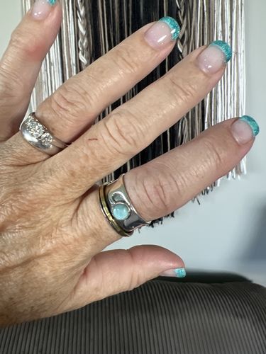 Customer photo review of Fidget Wave Turquoise Ring Sterling Silver