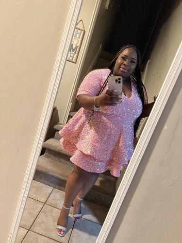 Customer photo review of Jennifer Peplum Dress Pink