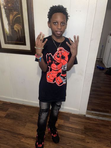 Customer photo review of Match Jordan 4 Red Thunder DopeSkill T-shirt - Bear And Sneaker Graphic