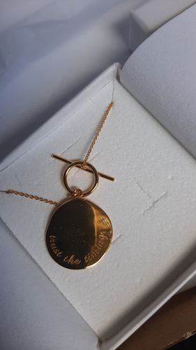 Customer photo review of Trust The Timing Necklace (Gold)