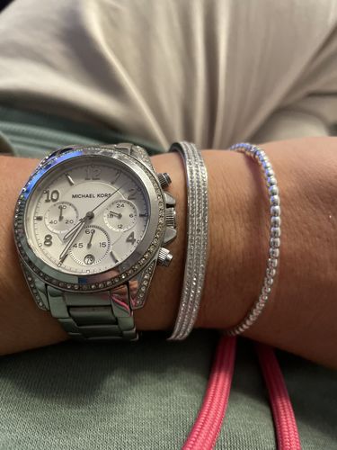 Customer photo review of Luxe Stone Bangle Bracelet - Silver