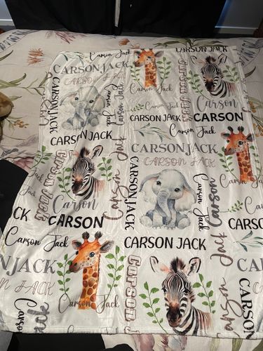 Customer photo review of Free Shipping✈️ Safari Name Custom Baby Blanket