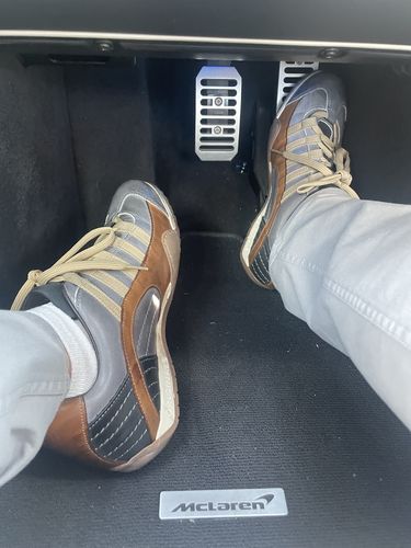 Customer photo review of Men's GrandPrix Sneaker in Beach Club (Faded Navy and Brown)