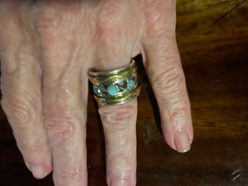 Customer photo review of Three Stone Larimar Spinner Ring Sterling Silver