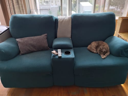 Customer photo review of Recliner Loveseat Cover with Middle Console