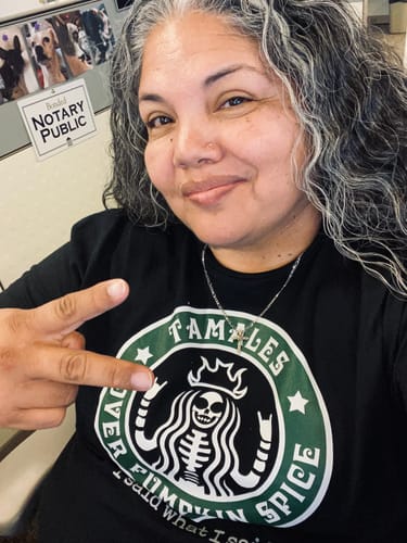 Customer photo review of Tamales Over Pumpkin Spice Tamale Season T-Shirt