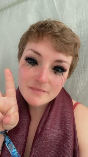 Customer photo review of Full Black Sclera Contacts