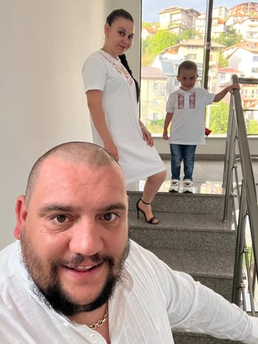 Customer photo review of Детска тениска с яка бродирана с шевица "Северняшка"