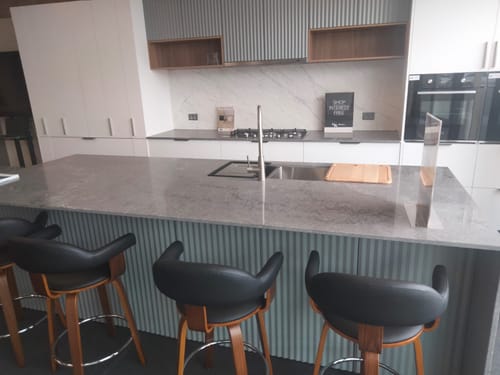Customer photo review of Rowan Leatherette Kitchen Bar Stool in Walnut/Black