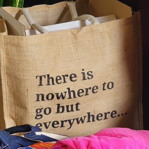 Customer photo review of Jute Tote Bag - Kerouac Quote