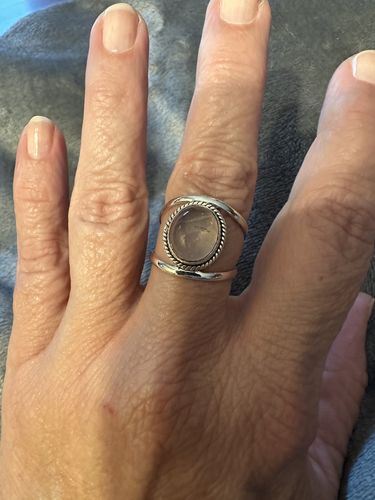 Customer photo review of Big Rose Quartz Sterling Silver Ring