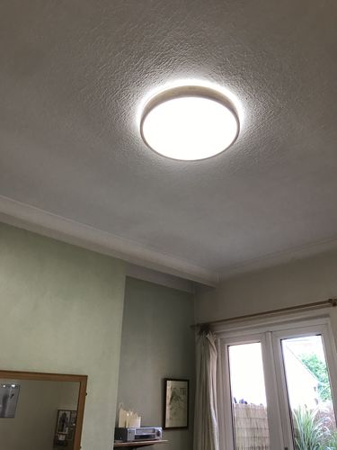 Customer photo review of Scandinavian Wood LED Flush Mount Light