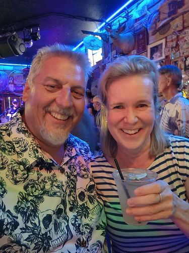 Customer photo review of Men's Punk Rock Crown Floral Skull Print Short Sleeve Shirt