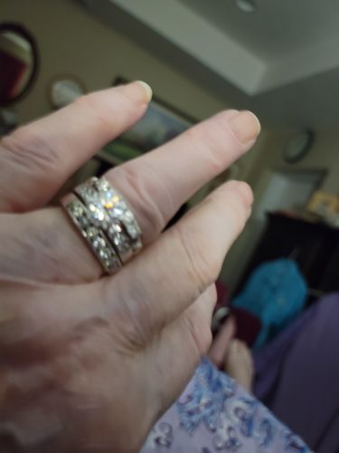 Customer photo review of Round Cut Moissanite Channel Set Engagement Ring