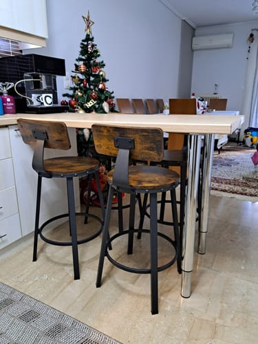 Customer photo review of Σκαμπό για Πάσο Κουζίνας σετ 2 Χαμηλό 62,5 εκ Ύψος Καθίσματος Πάγκου Κουζίνας βιομηχανικό σχέδιο vintage καφέ LB-C076B01