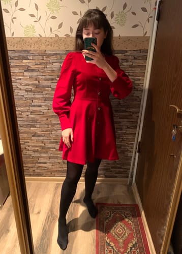 Customer photo review of Long Sleeve Square Neck Velvet Irregular Homecoming Dress