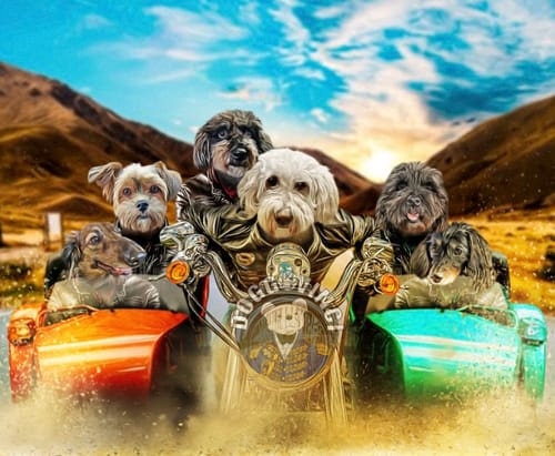 Customer photo review of 'Harley Wooferson' Personalized 6 Pet Standing Canvas