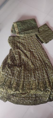 Customer photo review of Green Color Fox Georgette Sequencial Embroidery Work Lehenga