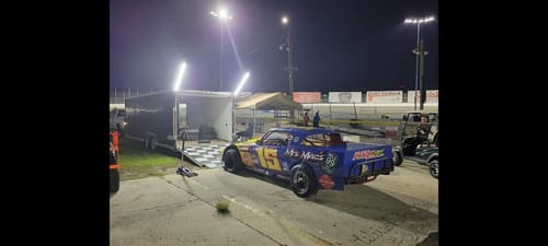 Customer photo review of Racing Trailer Pit Light – Dual 5 Foot Pole 20,000 Lumens