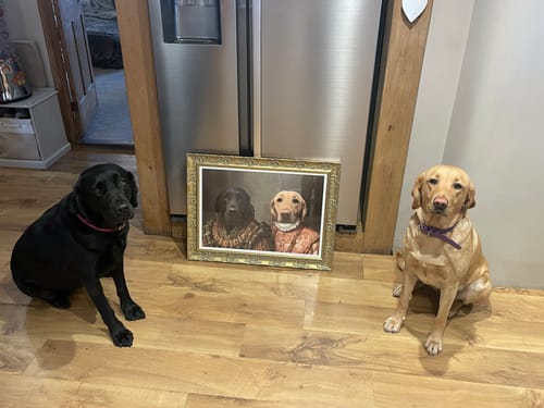 Customer photo review of The Queen & The Duchess – Custom Vintage Pet Portrait