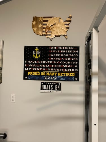 Customer photo review of Veteran door mat with your name - Pride