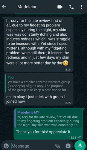 Customer photo review of Eczema Scratch Mitten