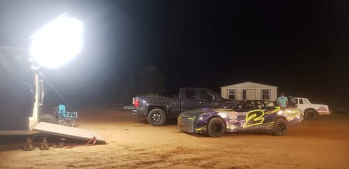 Customer photo review of Racing Trailer Pit Light – Dual 5 Foot Pole 20,000 Lumens