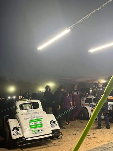 Customer photo review of Racing Trailer Pit Lights – Dual 10 Foot Pole 20,000 Lumens