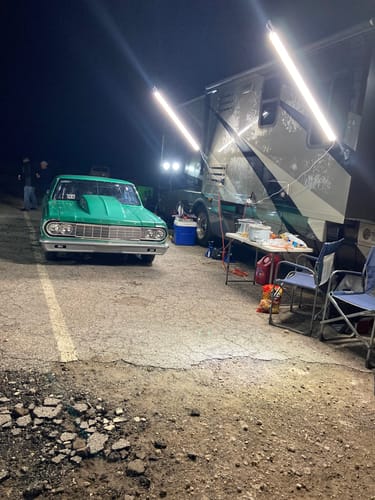 Customer photo review of Racing Trailer Pit Light – Dual 5 Foot Pole 20,000 Lumens