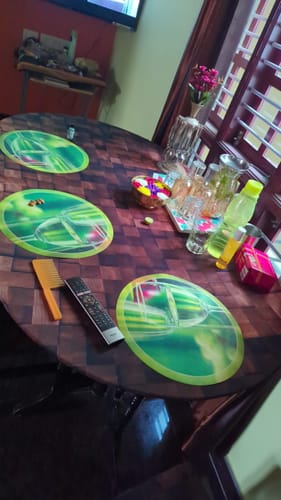 Customer photo review of DivineTrendz Exclusive - Wooden Blocks Elastic Table Cover