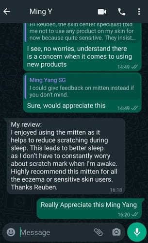Customer photo review of Eczema Scratch Mitten