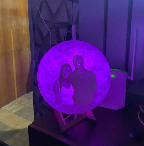 Customer photo review of "Love You To The Moon & Back" Personalized 3D Engraved Luminous Moon Lamp