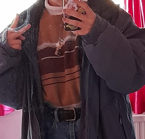 Customer photo review of Pompompurin Round Neck Striped Loose Knit Jumper