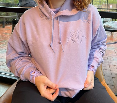 Customer photo review of Custom Photo Line Drawing Embroidered Sweatshirt