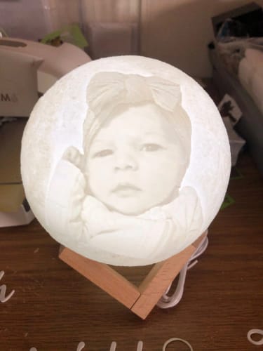 Customer photo review of "Love You To The Moon & Back" Personalized 3D Engraved Luminous Moon Lamp